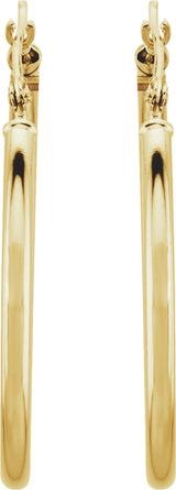 14K Yellow Gold Tube 30 mm Hoop Earrings