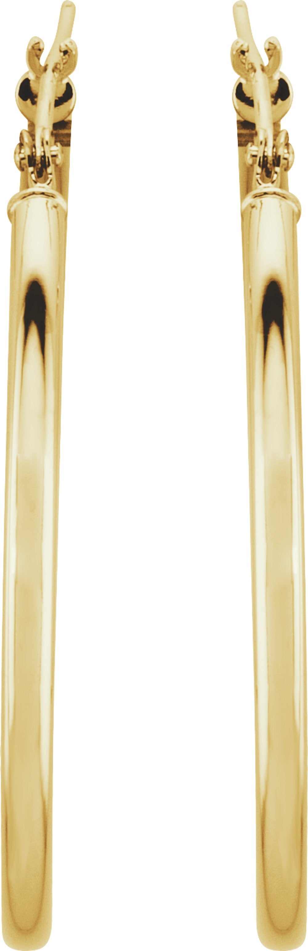 14K Yellow Gold Tube 34 mm Hoop Earrings