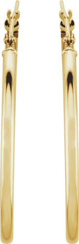 14K Yellow Gold Tube 34 mm Hoop Earrings