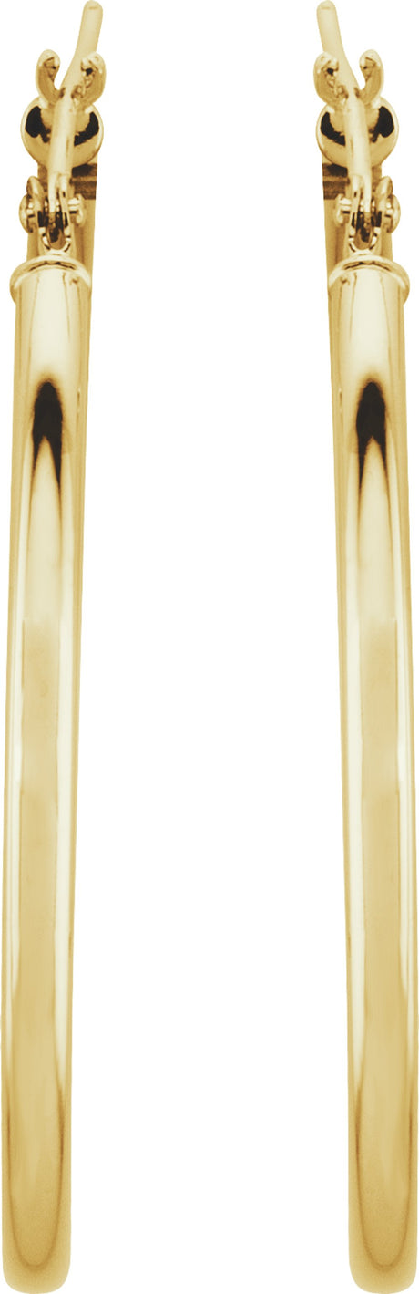 14K Yellow Gold Tube 34 mm Hoop Earrings