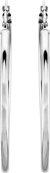 14K White Gold Tube 40 mm Hoop Earrings