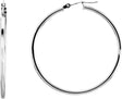 14K White Gold Tube 40 mm Hoop Earrings