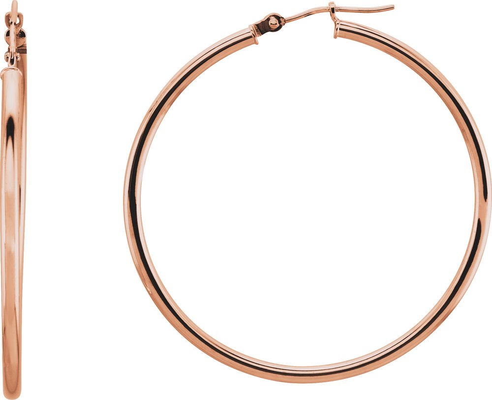 14K Rose Tube 40 mm Hoop Earrings