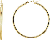 14K Yellow Gold Tube 40 mm Hoop Earrings