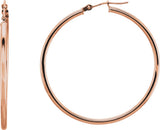 14K Rose Gold Tube 40 mm Hoop Earrings