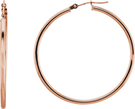 14K Rose Gold Tube 40 mm Hoop Earrings