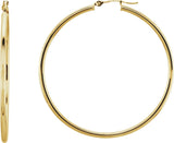 14K Yellow Tube 47 mm Hoop Earrings