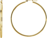 14K Yellow Gold Tube 47 mm Hoop Earrings