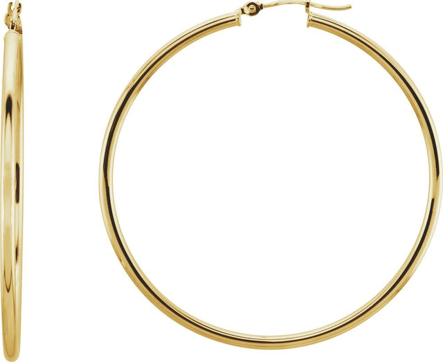 14K Yellow Gold Tube 47 mm Hoop Earrings