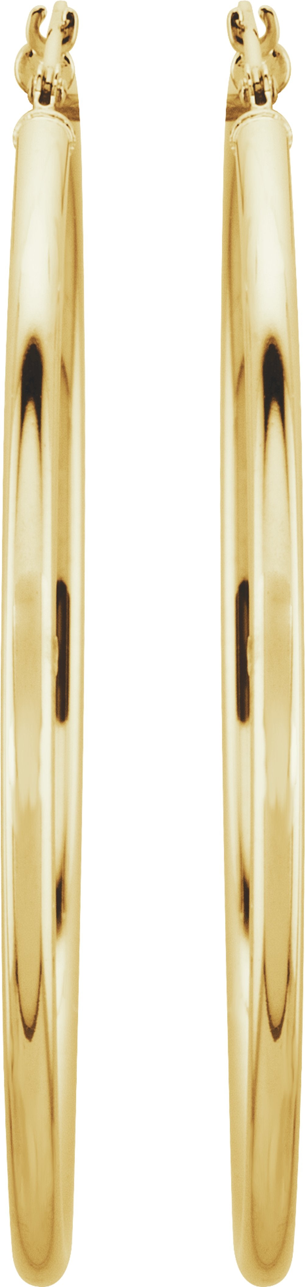 14K Yellow Tube 47 mm Hoop Earrings