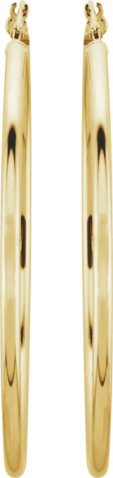 14K Yellow Tube 47 mm Hoop Earrings