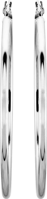 14K White Gold Tube 47 mm Hoop Earrings