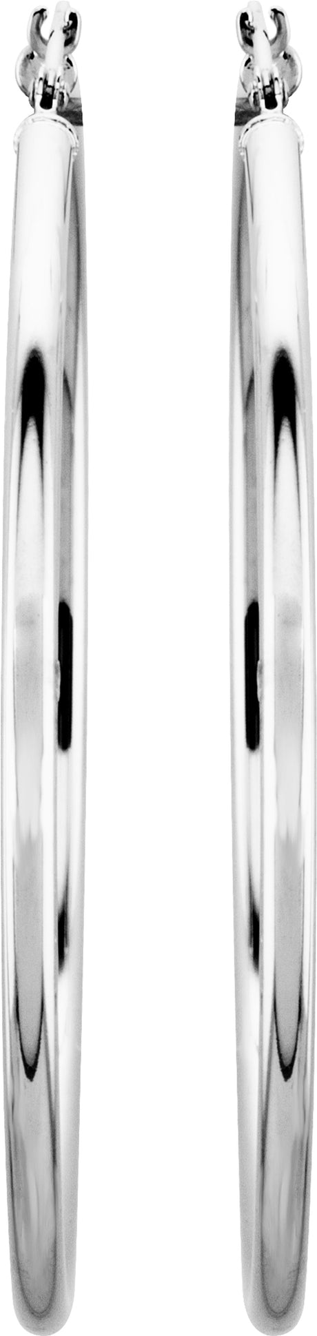 14K White Gold Tube 47 mm Hoop Earrings
