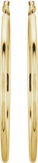 14K Yellow Gold Tube 47 mm Hoop Earrings