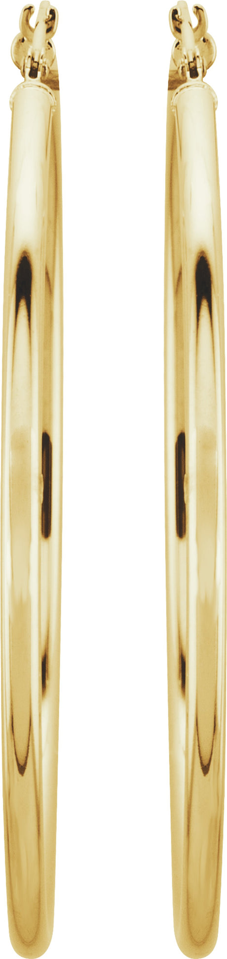 14K Yellow Gold Tube 47 mm Hoop Earrings