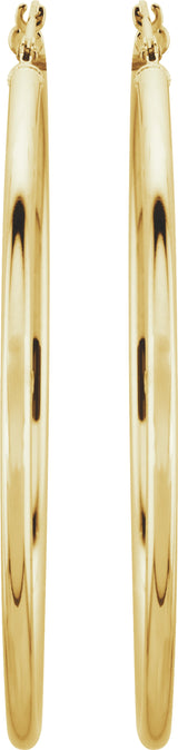 14K Yellow Tube 47 mm Hoop Earrings