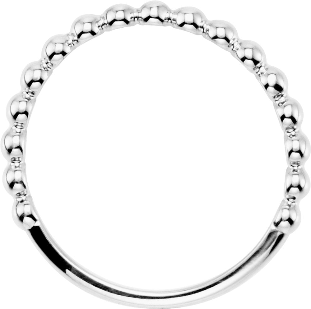 14K White Gold Stackable Beaded Ring