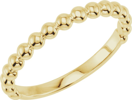 14K Yellow Gold Stackable Beaded Ring