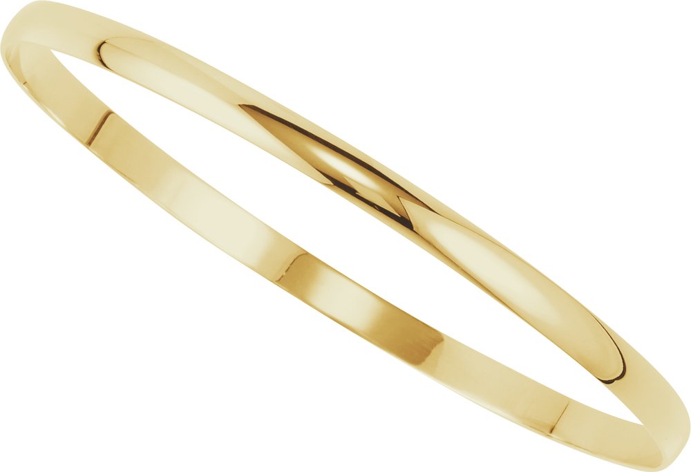 14K Yellow Gold Engravable 4 mm Half Round Bangle 7 1/2" Bracelet