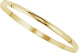 14K Yellow Gold Engravable 4 mm Half Round Bangle 7 1/2" Bracelet