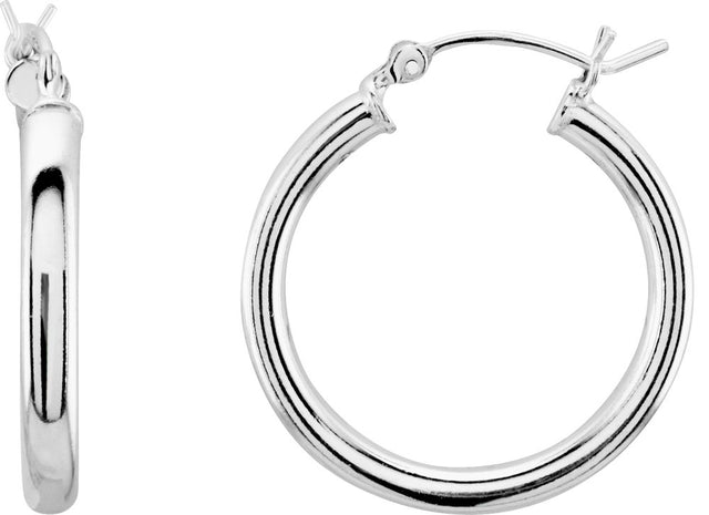 Sterling Silver Tube 20 mm Hoop Earrings