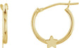 14K Yellow Star Hinged 12.5 mm Hoop Earrings