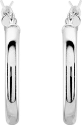 Sterling Silver Tube 20 mm Hoop Earrings