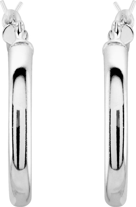 Sterling Silver Tube 20 mm Hoop Earrings