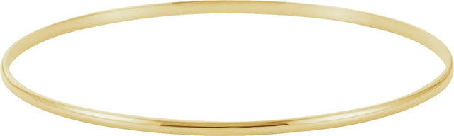 14K Yellow Gold Engravable 2 mm Half Round Bangle 7 1/2" Bracelet