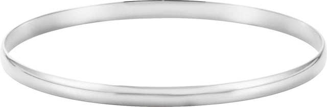 14K White 6 mm Half Round Bangle 7 3/4" Bracelet