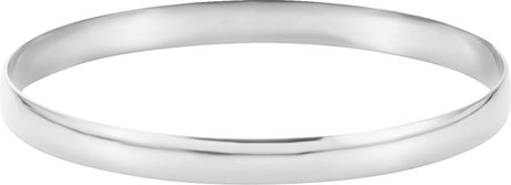 14K White 6 mm Half Round Bangle 7 3/4" Bracelet