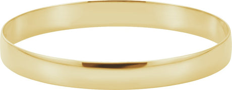 14K Yellow Engravable 6 mm Half Round Bangle 7 1/2" Bracelet