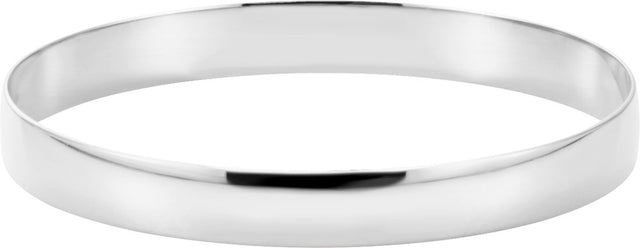 14K White Gold Engravable 6 mm Half Round Bangle 7 1/2" Bracelet