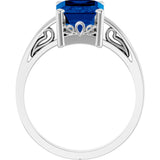 14K White Lab-Grown Blue Sapphire Scroll Setting® Ring