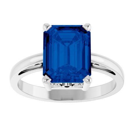 14K White Lab-Grown Blue Sapphire Scroll Setting® Ring