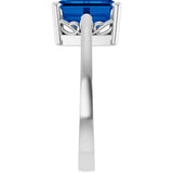 14K White Lab-Grown Blue Sapphire Scroll Setting® Ring