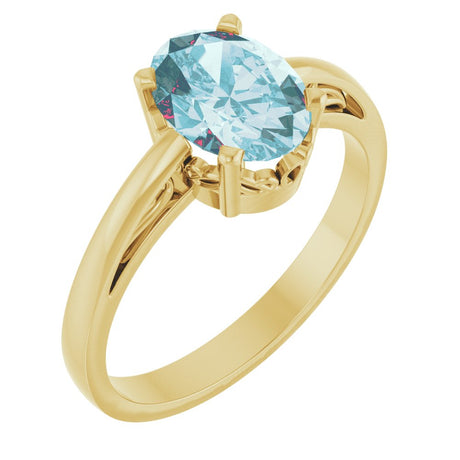 14K Yellow Natural Sky Blue Topaz Ring