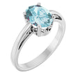 14K White Natural Sky Blue Topaz Ring