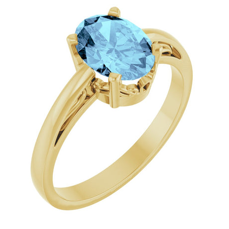 14K Yellow Gold Natural Aquamarine Ring