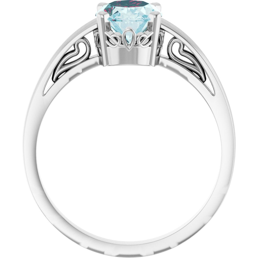 14K White Natural Sky Blue Topaz Ring