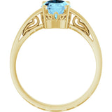 14K Yellow Gold Natural Aquamarine Scroll Setting® Ring