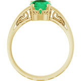 14K Yellow Gold Lab-Grown Emerald Ring
