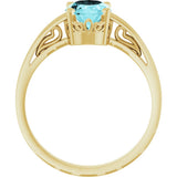 14K Yellow Gold Natural Blue Zircon Ring