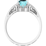 14K White Gold Natural Blue Zircon Ring