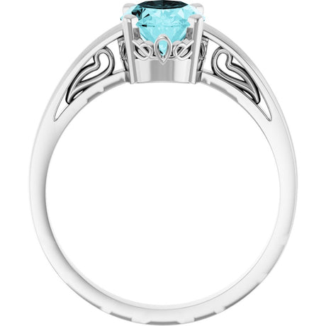 14K White Gold Natural Blue Zircon Ring