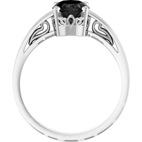 14K White Gold Natural Black Onyx Ring