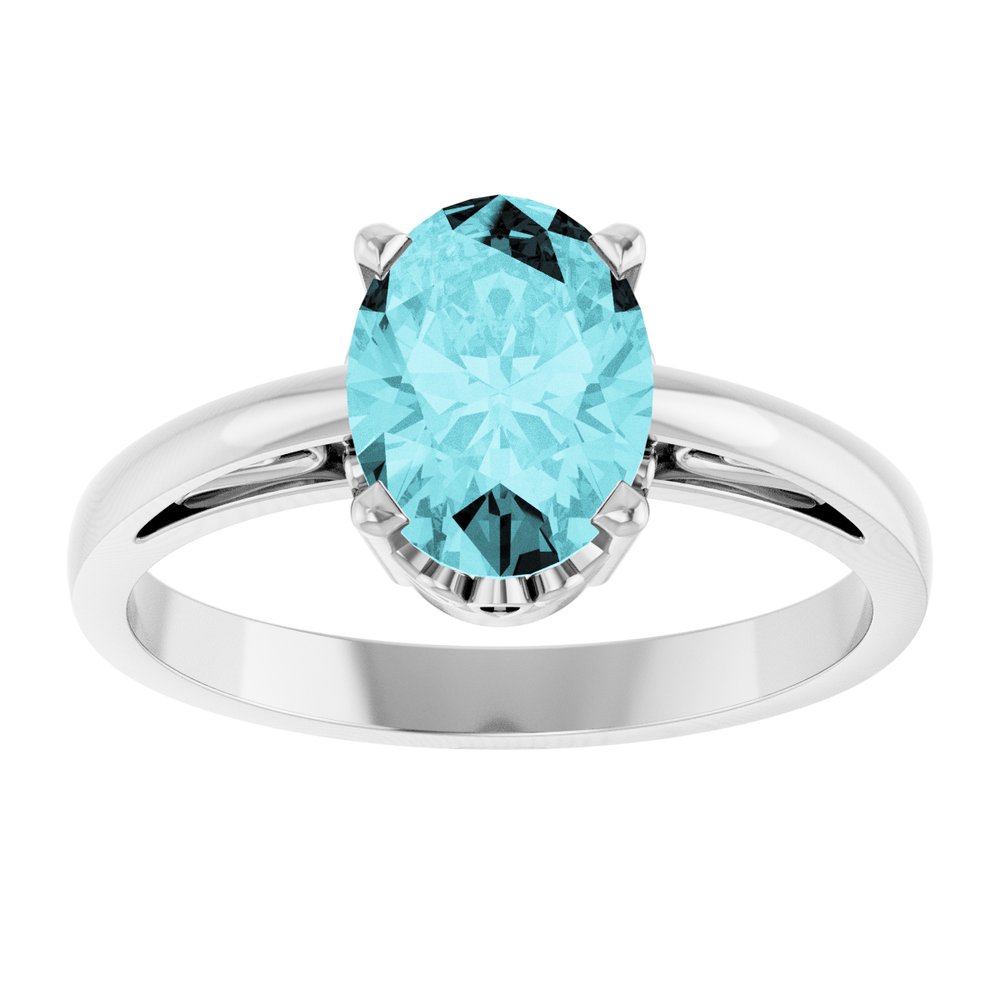 14K White Gold Natural Blue Zircon Ring