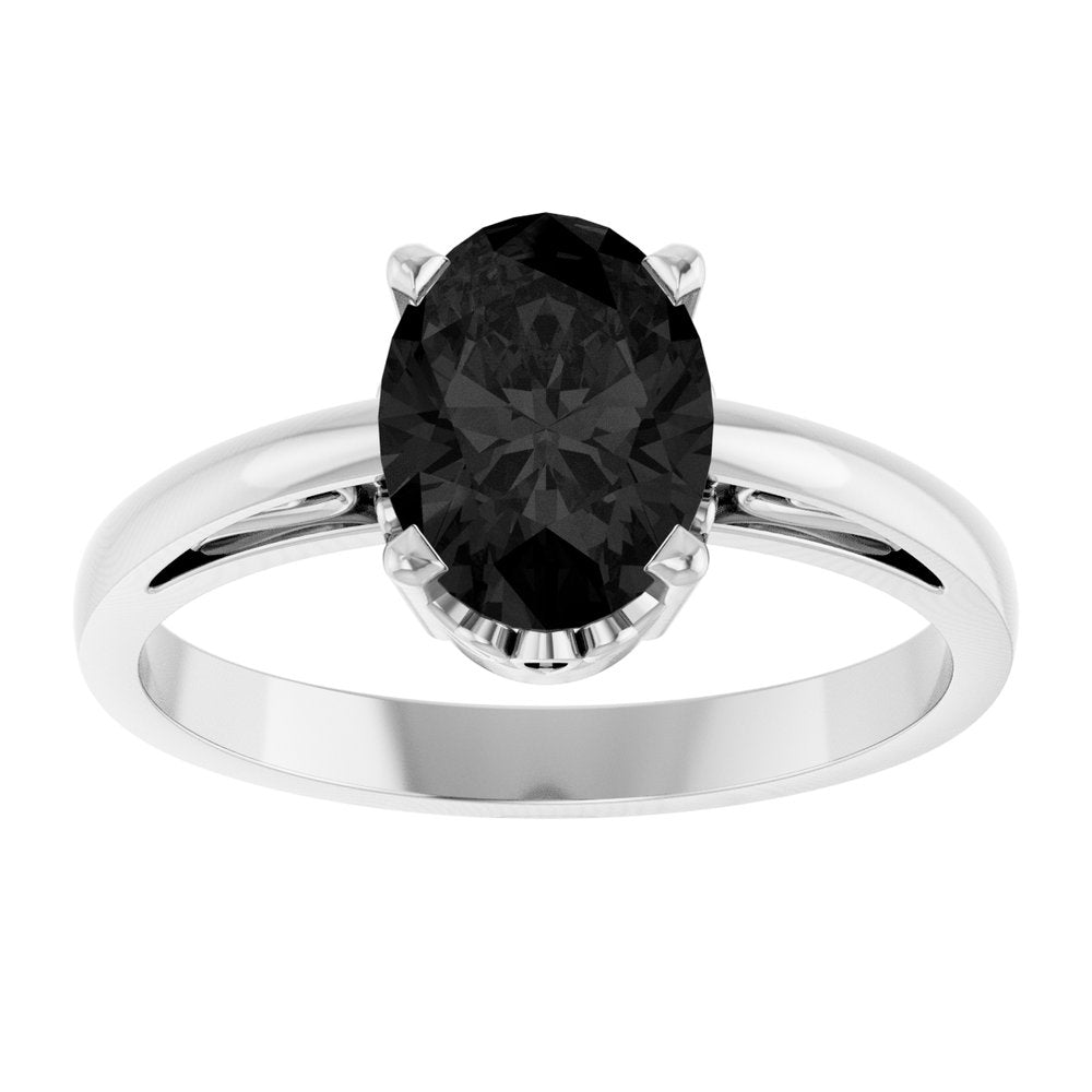 14K White Gold Natural Black Onyx Ring