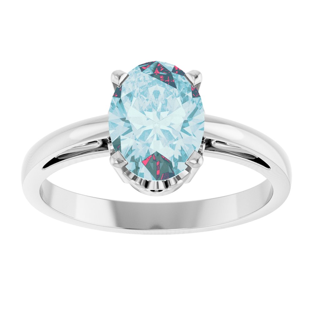 14K White Natural Sky Blue Topaz Ring