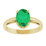 14K Yellow Gold Lab-Grown Emerald Ring